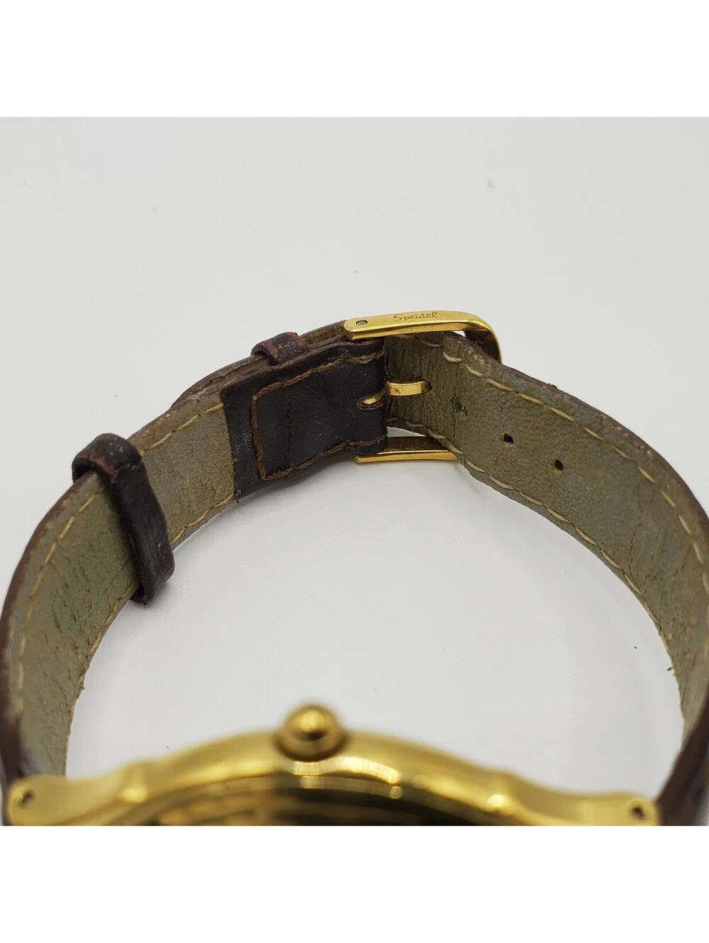 1992 Guess Watch For Parts Or Repair Gold Tone White Date Dial